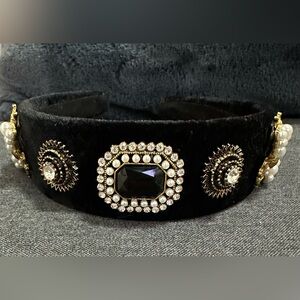Never Worn Embellished Black Headband with Gold Accents.